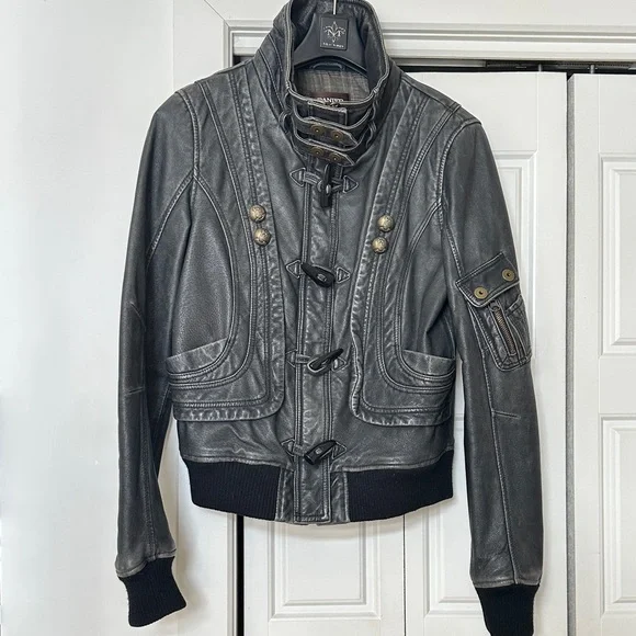 Distressed Aviator Leather Jacket - Picture 1 of 7